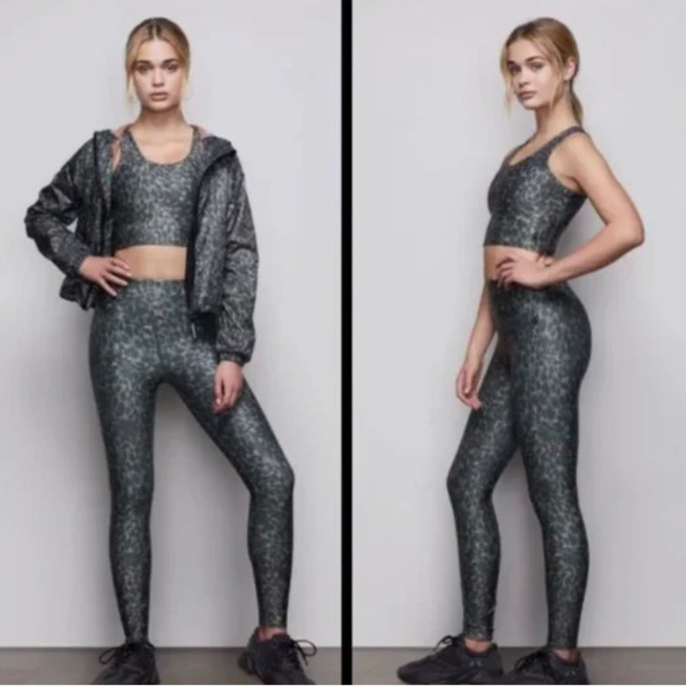 Good American The Ferocious Legging Green Pink Leopard Print Athletic